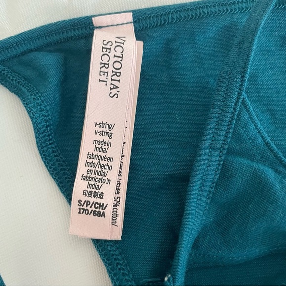 2 Victorias Secret VS NWT G V String Panty Teal Navy Blue Christmas Underwear S - Picture 9 of 11